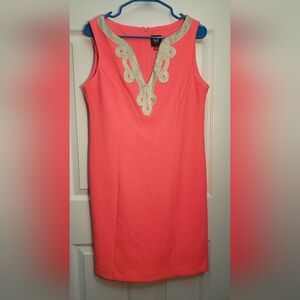 Vince Camouto Coral Dress with Gold Embellishments
